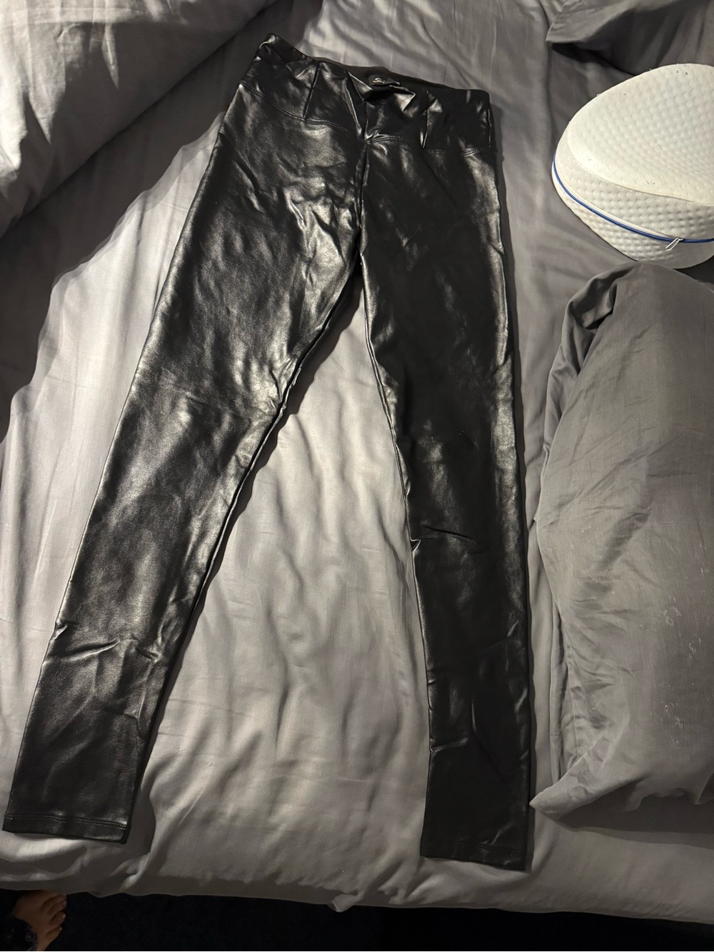 Kids Faux Leather Black Leggings with Stretch Waistband